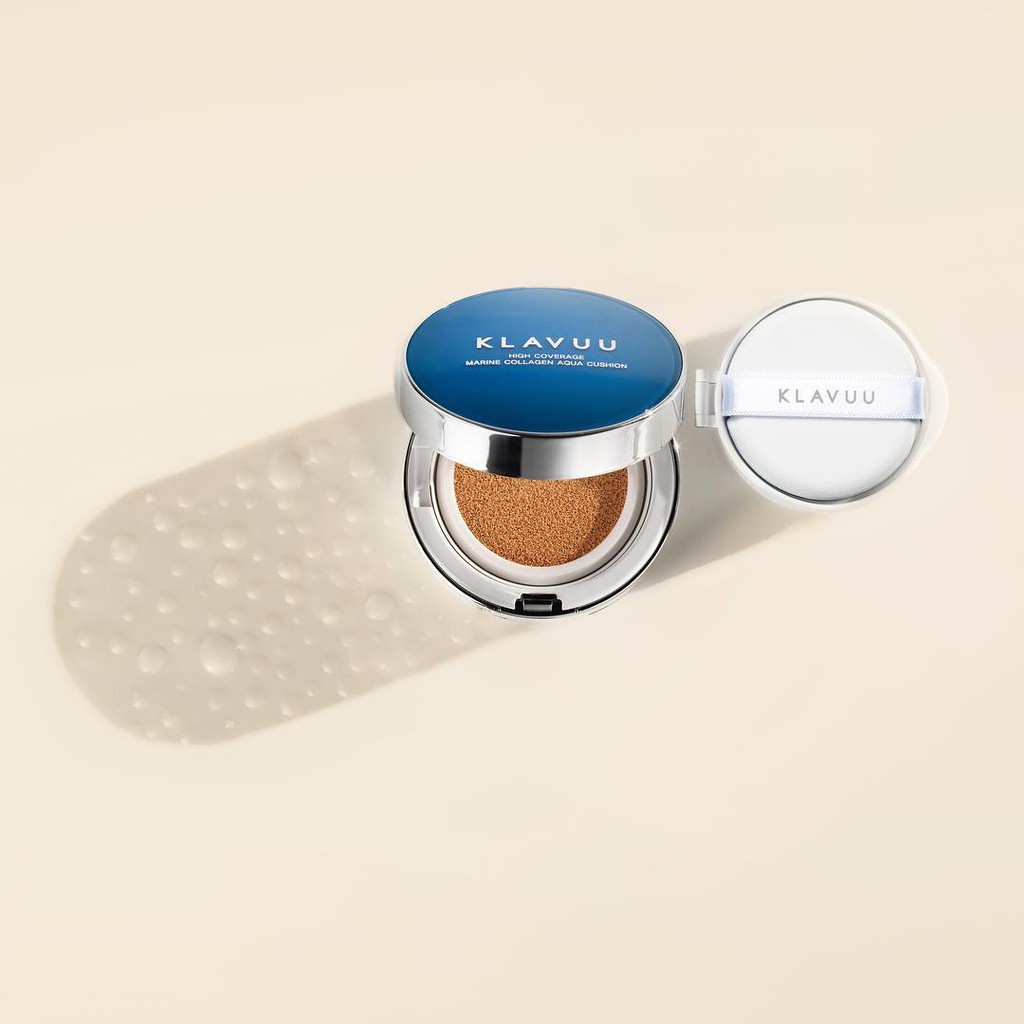 Phấn nước mịn da chống nắng Klavuu Blue Pearlsation High Coverage Marine Collagen Aqua Cushion SPF50+/PA+++
